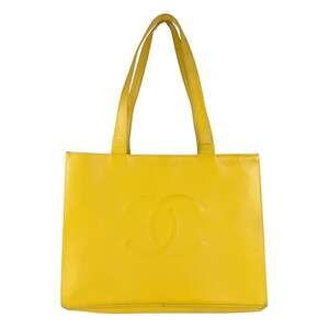 Chanel CHANEL Shoulder Bag Tote Caviar Leather Yellow Women's Free Shipping z...